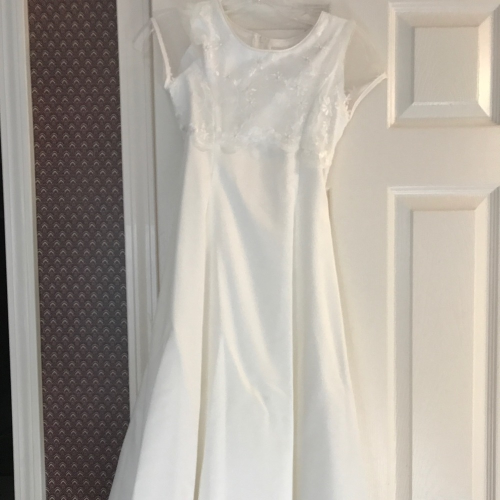 Off white flower girl dress tea length