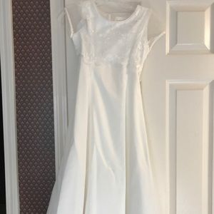 Off white flower girl dress tea length