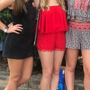 Mumu red pom pom shorts