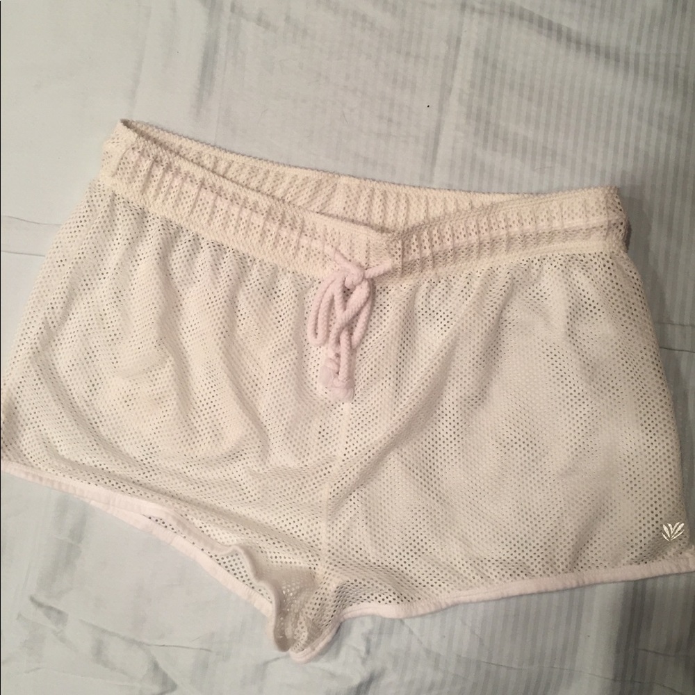 Forever21 white mesh drawstring shorts