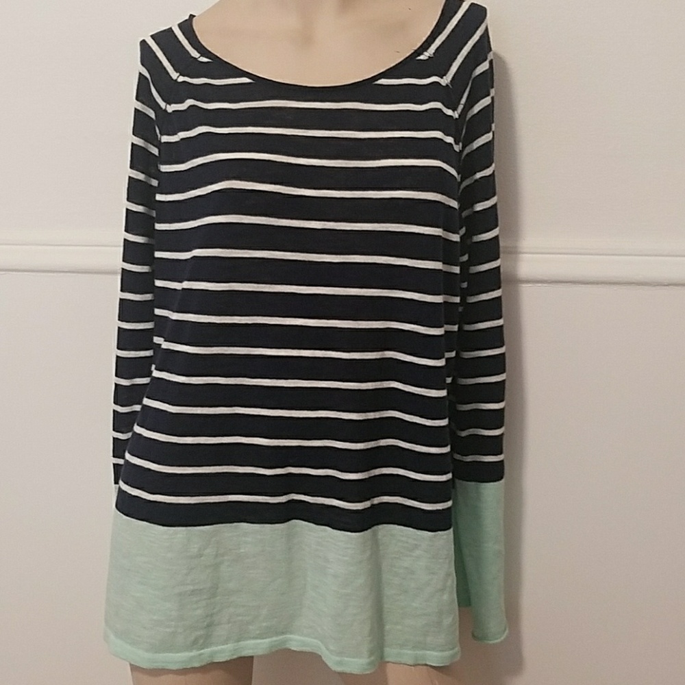 Old Navy-Navy blue, white, and mint green top