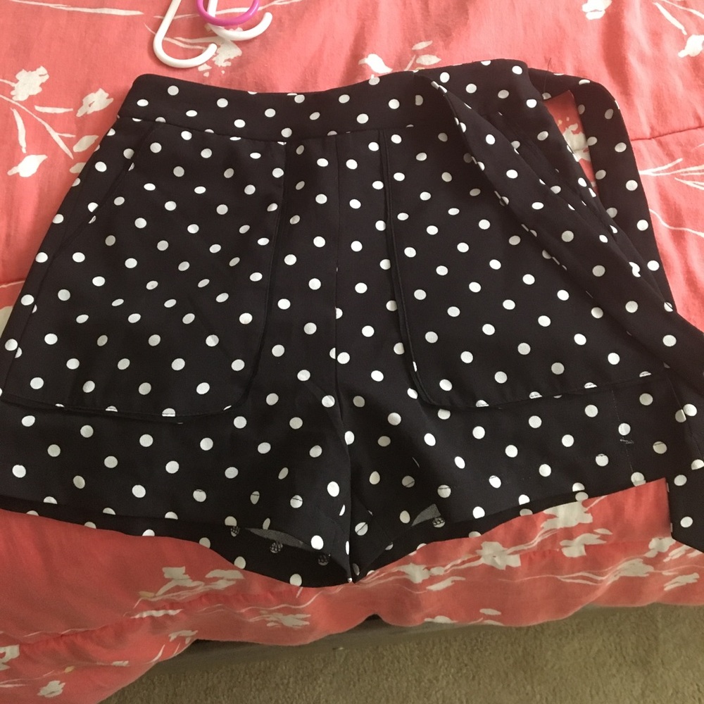 High waisted polka dot shorts.