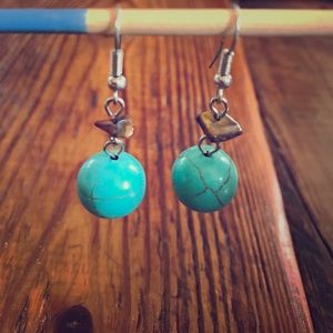 ~clearance~ turquoise blue silver drop earrings