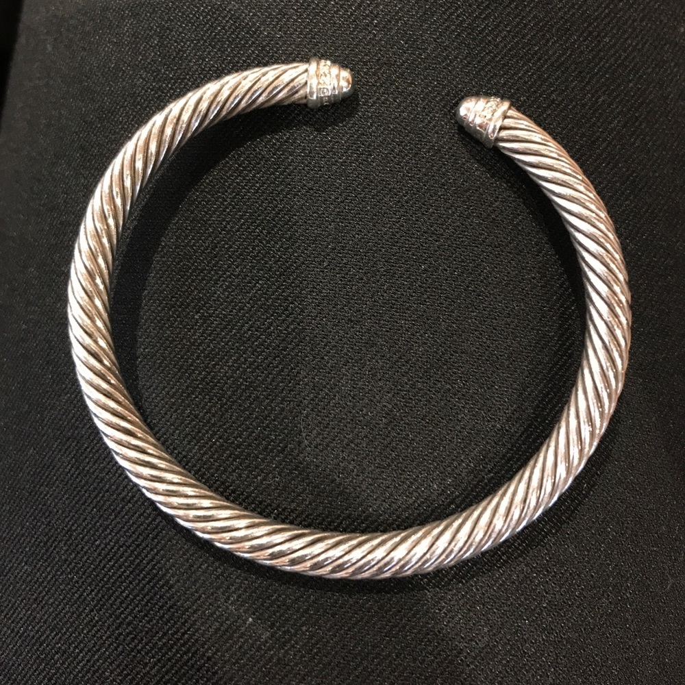 Medium David Yurman Diamond and Sterling Bracelet