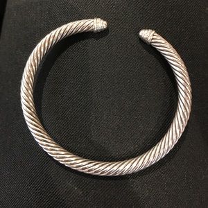 Medium David Yurman Diamond and Sterling Bracelet