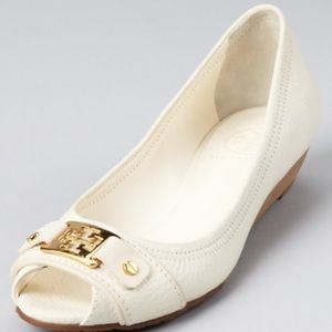 Tory Burch Emma Demi Open Toe Wedge "bleach"