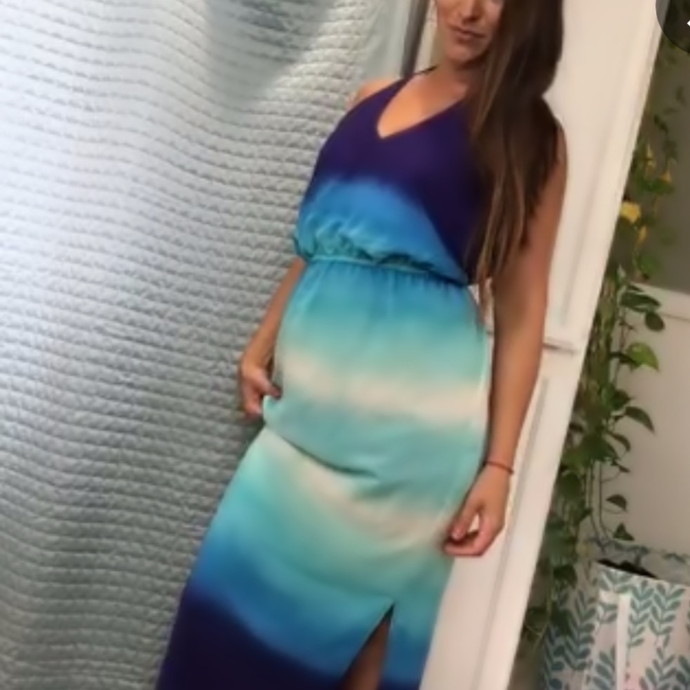 Blue ombré halter maxi dress (medium)