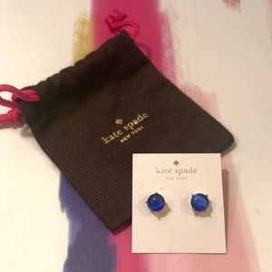 NWT Kate Spade Lapis 12k Gold plated round studs