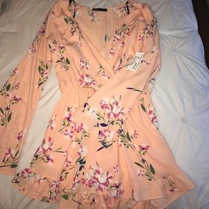 Floral peach romper
