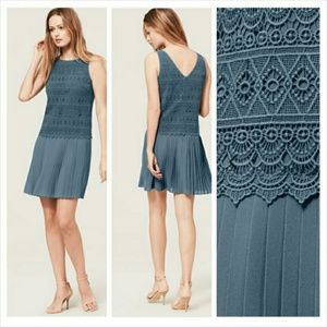 Ann Taylor Loft Pleated Drop Waist  Flapper Dress