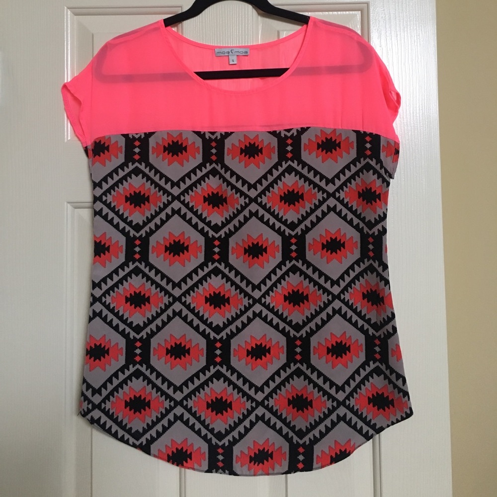 Pink & black printed top