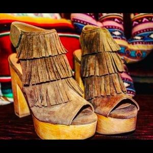 Suede Fringe heels for the Lace Cactus