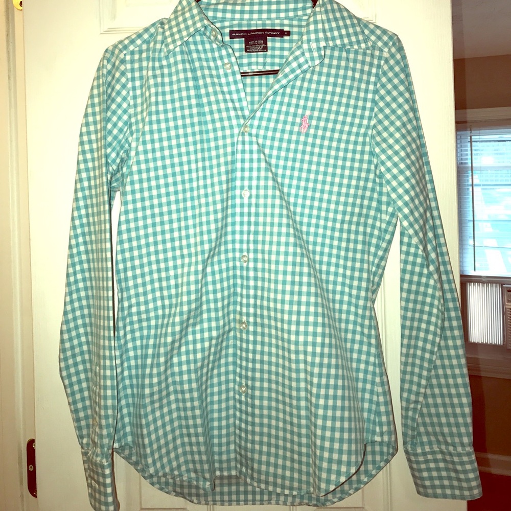 Blue/white Ralph Lauren button down top