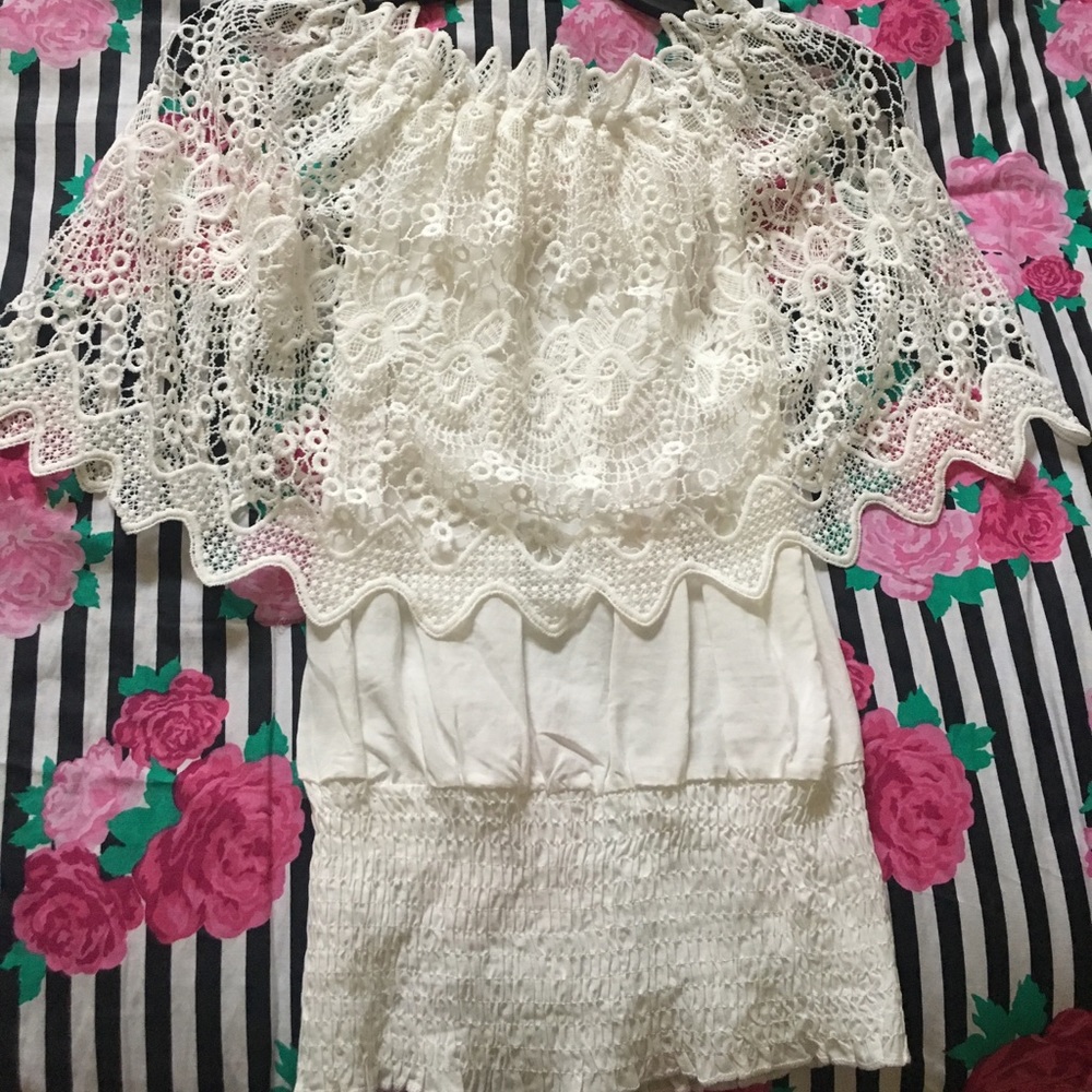 White off shoulder lace top