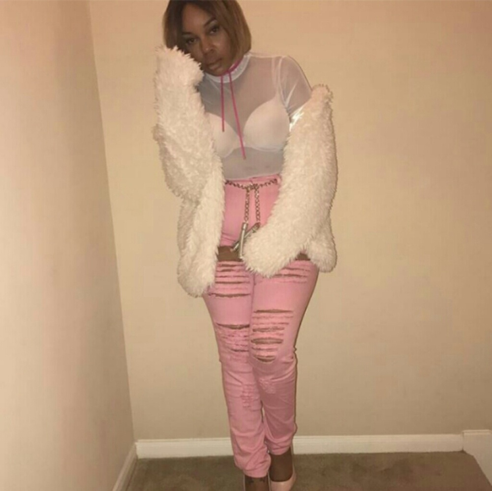 Pink Distressed Jeans