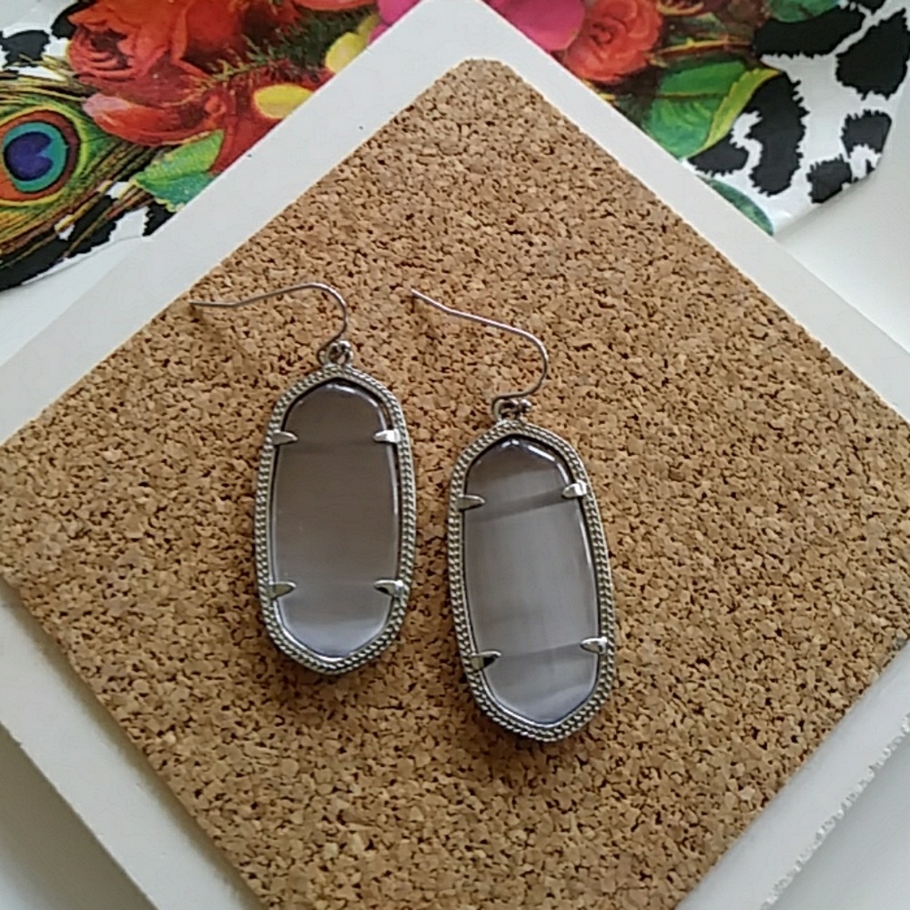 Kendra scott earrings silver/metallic grey stone