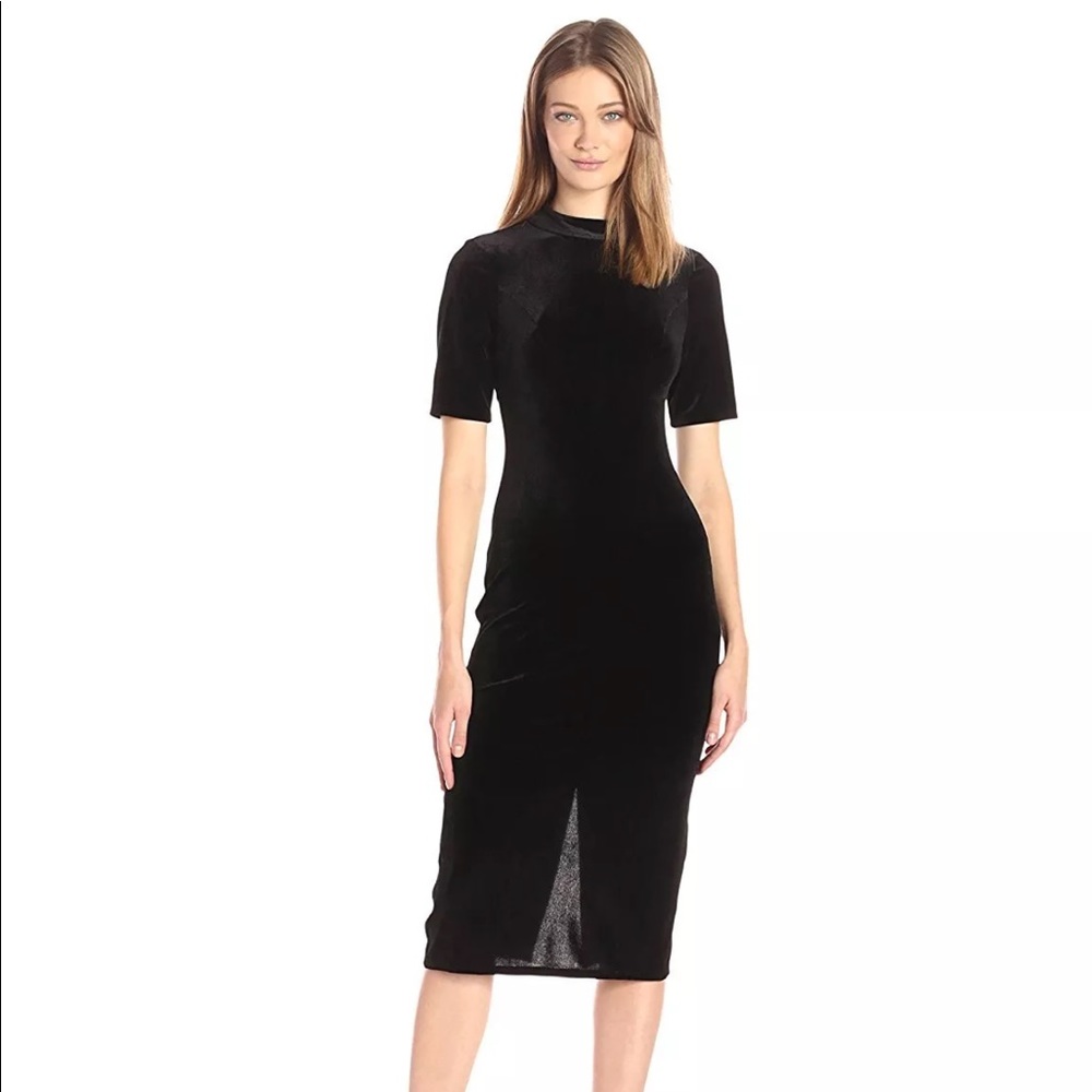 BCBG Velvet mock neck midi dress
