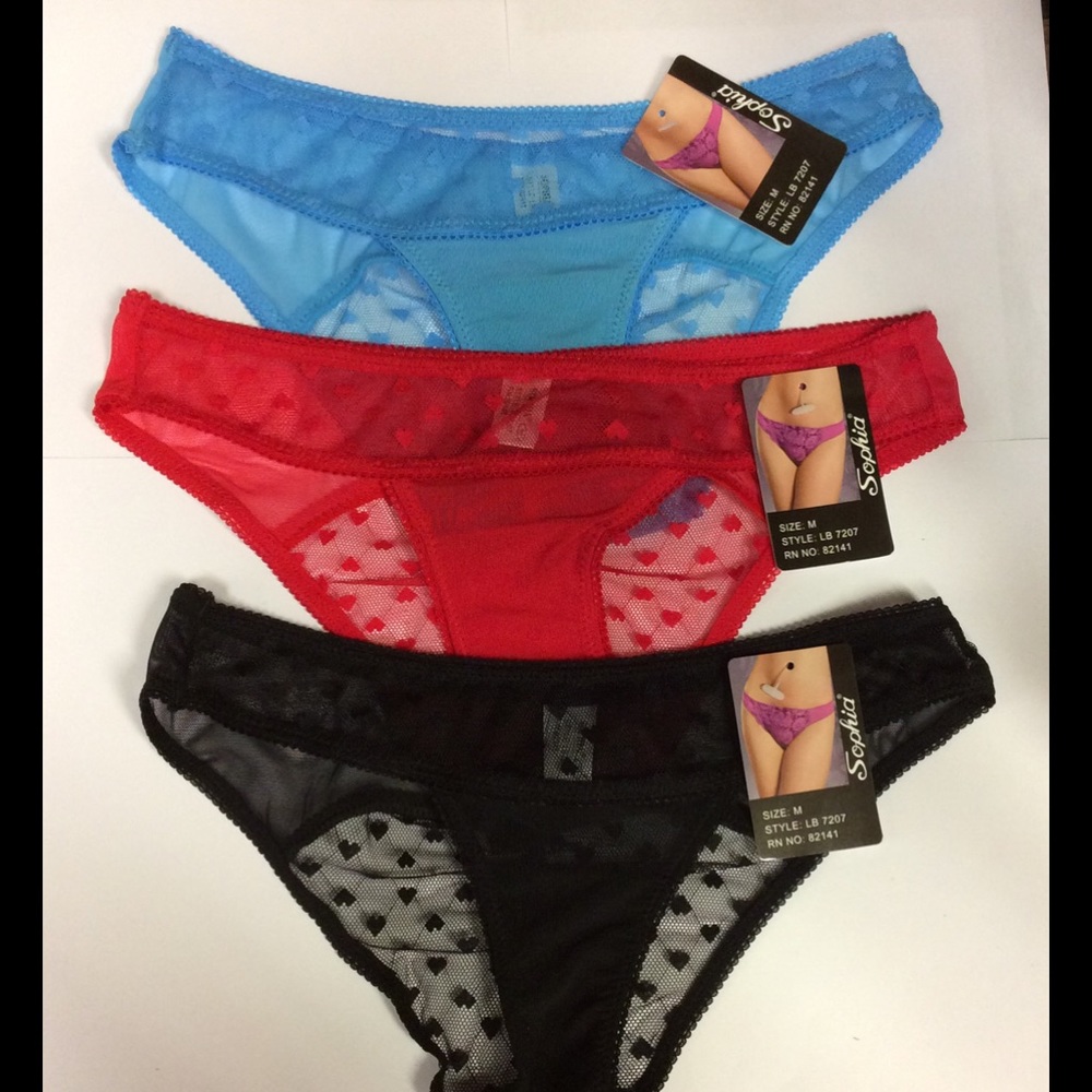 3 Heart Mesh Panties NWT