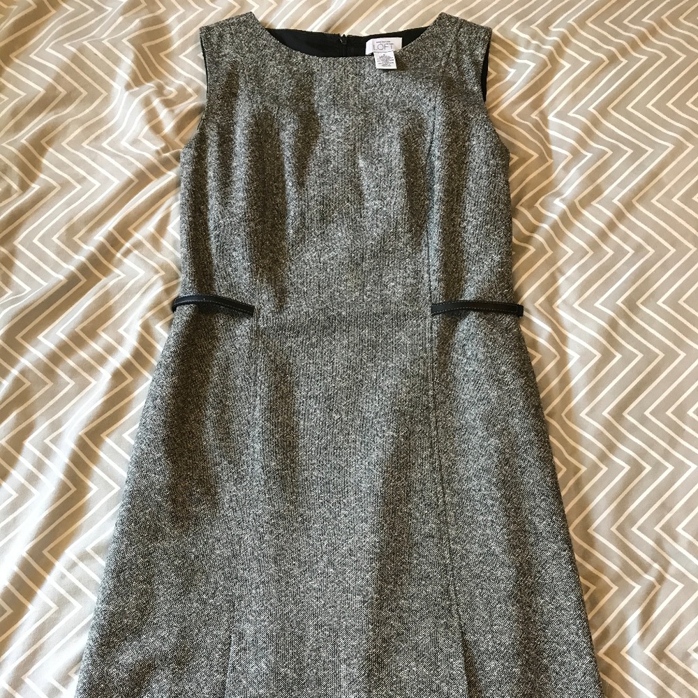 Black & White Tweed Lined Sleeveless Shift Dress