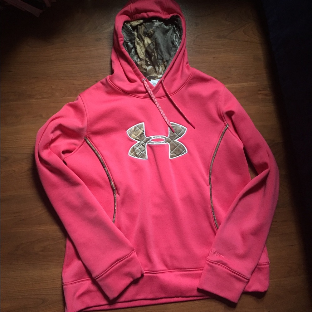 Under armor camo and pink hoodie