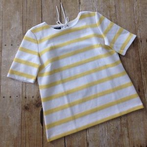 Striped Elbow Sleeve Knit with Lace Tie Back