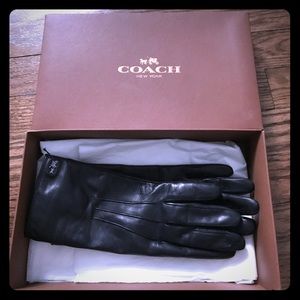 Authentic black leather Coach gloves