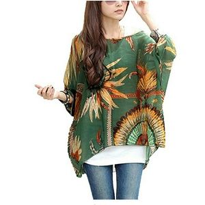 Boho Chiffon Tunic Blouse