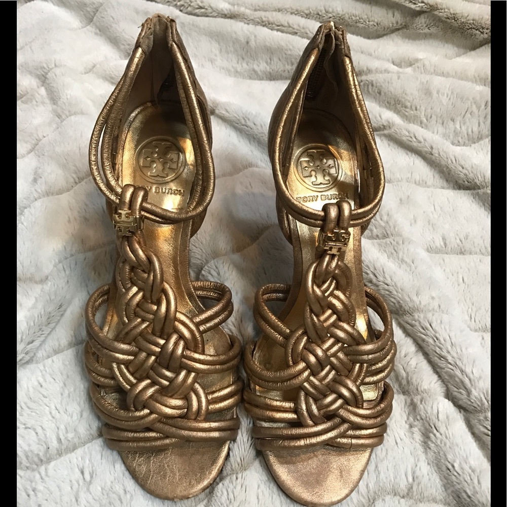 Authentic Tory Burch Metallic Constance Sandals