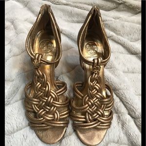Authentic Tory Burch Metallic Constance Sandals