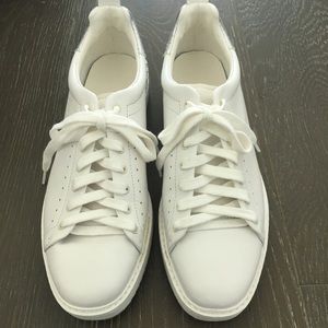 White Zara sneakers with silver detailing