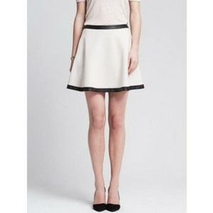 Banana Republic White Skirt with Leather Trim