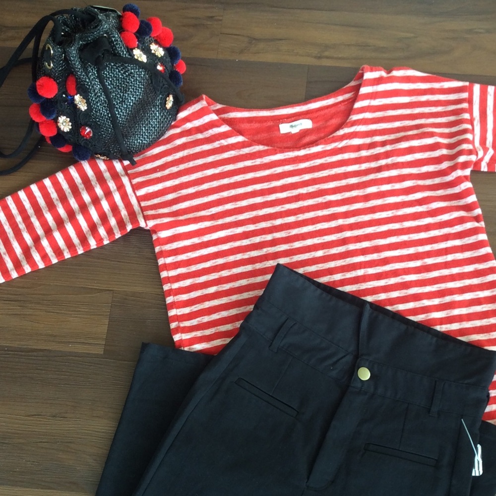 Red & White Striped Madewell L/S Top