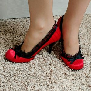 Wild Diva red satin stiletto heels
