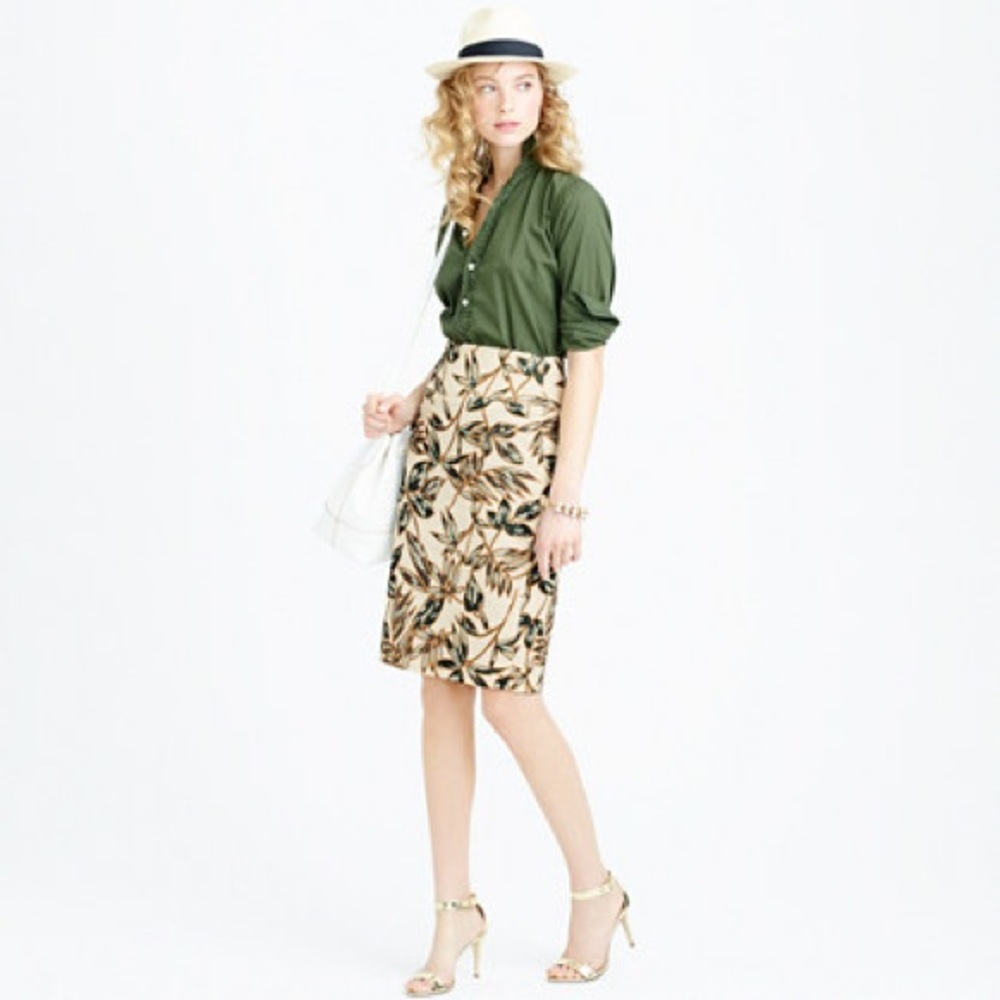 Jcrew gold foil pencil skirt