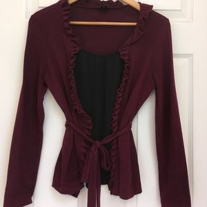 Women's Ruffled Cardigan with Camisole inset