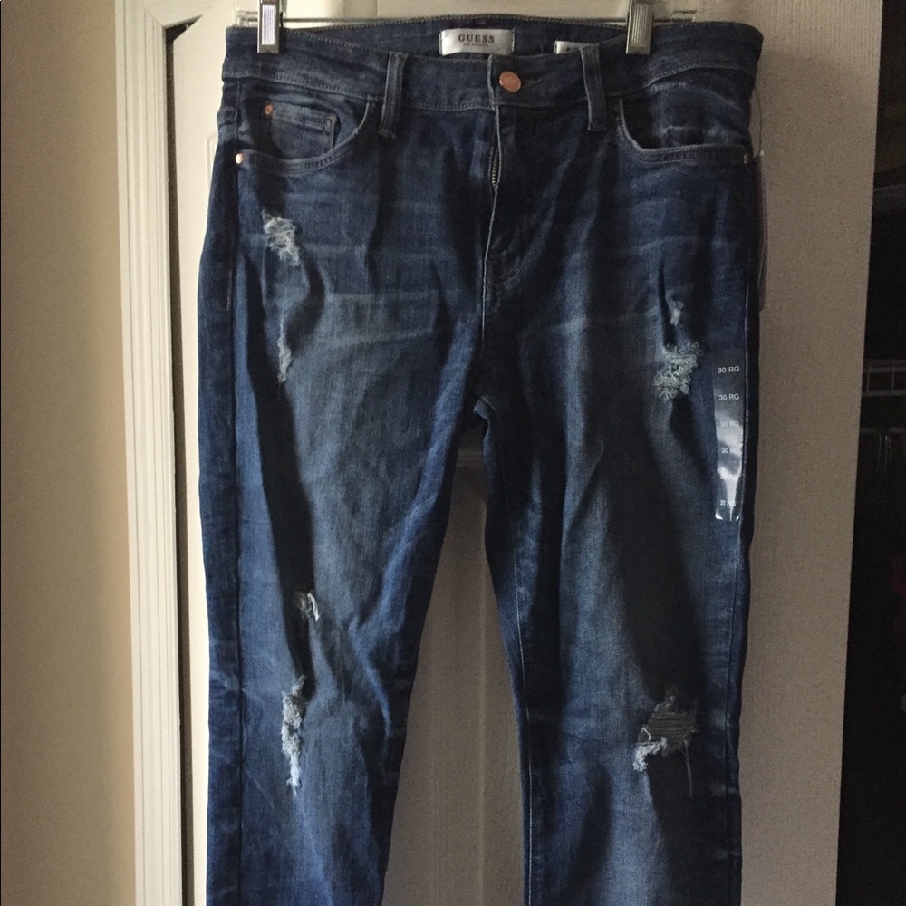 Guess mid rise distressed jeans
