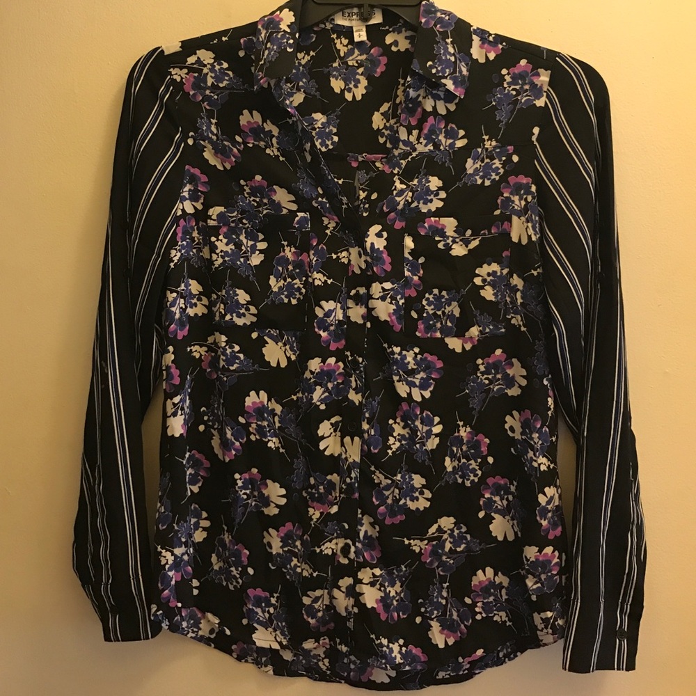 Express dress shirt new✨ fun flower stripe print!!