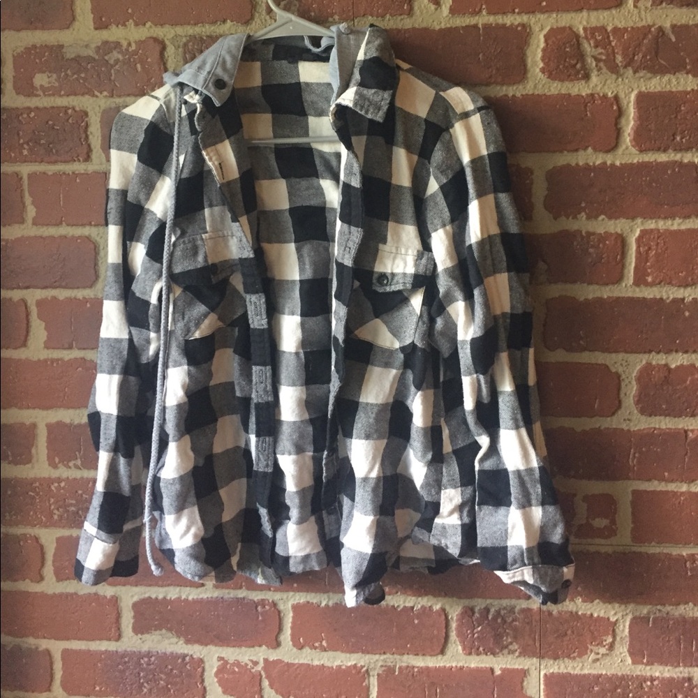 2 for $15.....Button up plaid shirt with hoody