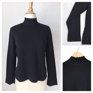 {St. John} Black Turtle Neck Sweater Back Zip {St. John} Black Turtle Neck Sweater Back Zip