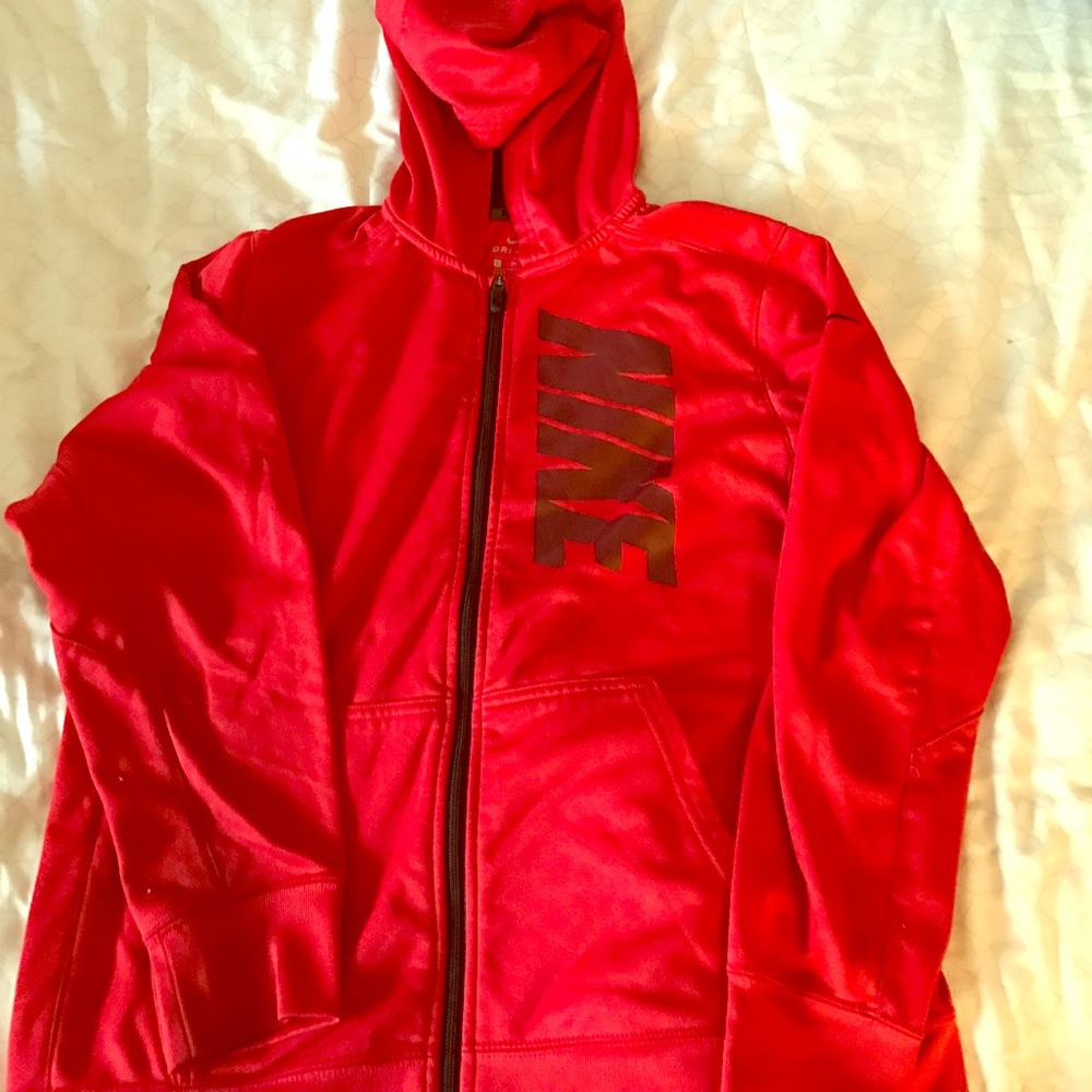 Nike dri fit hooded sweat shirt with zipper