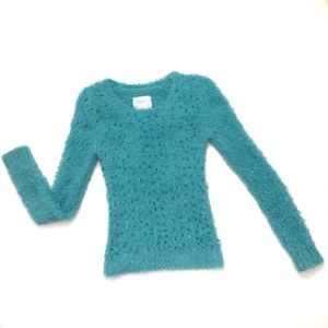 🎀JUSTICE LOVELY TURQUOISE SWEATER WITH SEQUINS