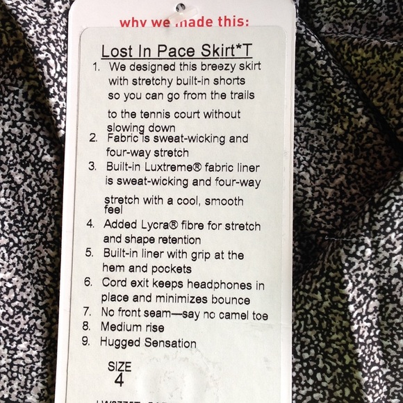 JUST IN✔️Lululemon Lost In Pace Skirt Tall NWT - Picture 7 of 7