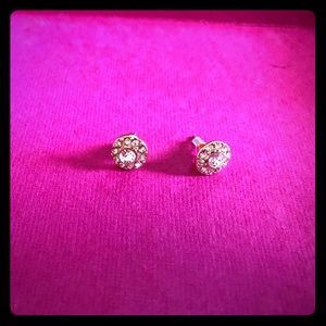 ~delicate~ gold and pave diamond crystal earrings