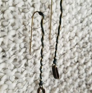 Boho Elonagted Teal Leather Earrings