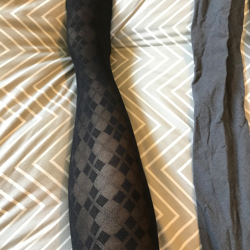 2 Pair of Tights or Pantyhose - Argyle & Checked