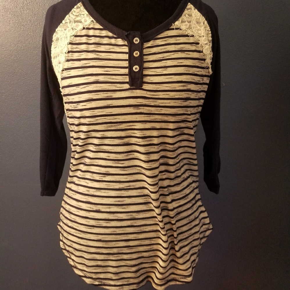 Blue and White Strip top