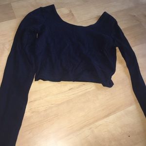 Navy abercrombie long sleeve crop top