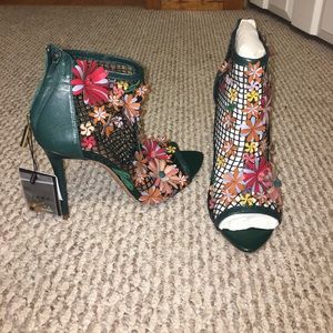 ZARA floral mesh heels