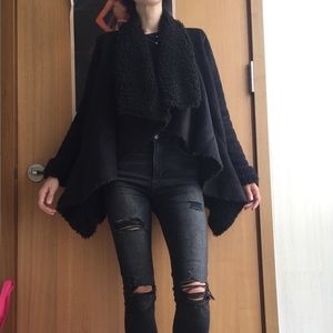 Faux shearling asymmetric jacket