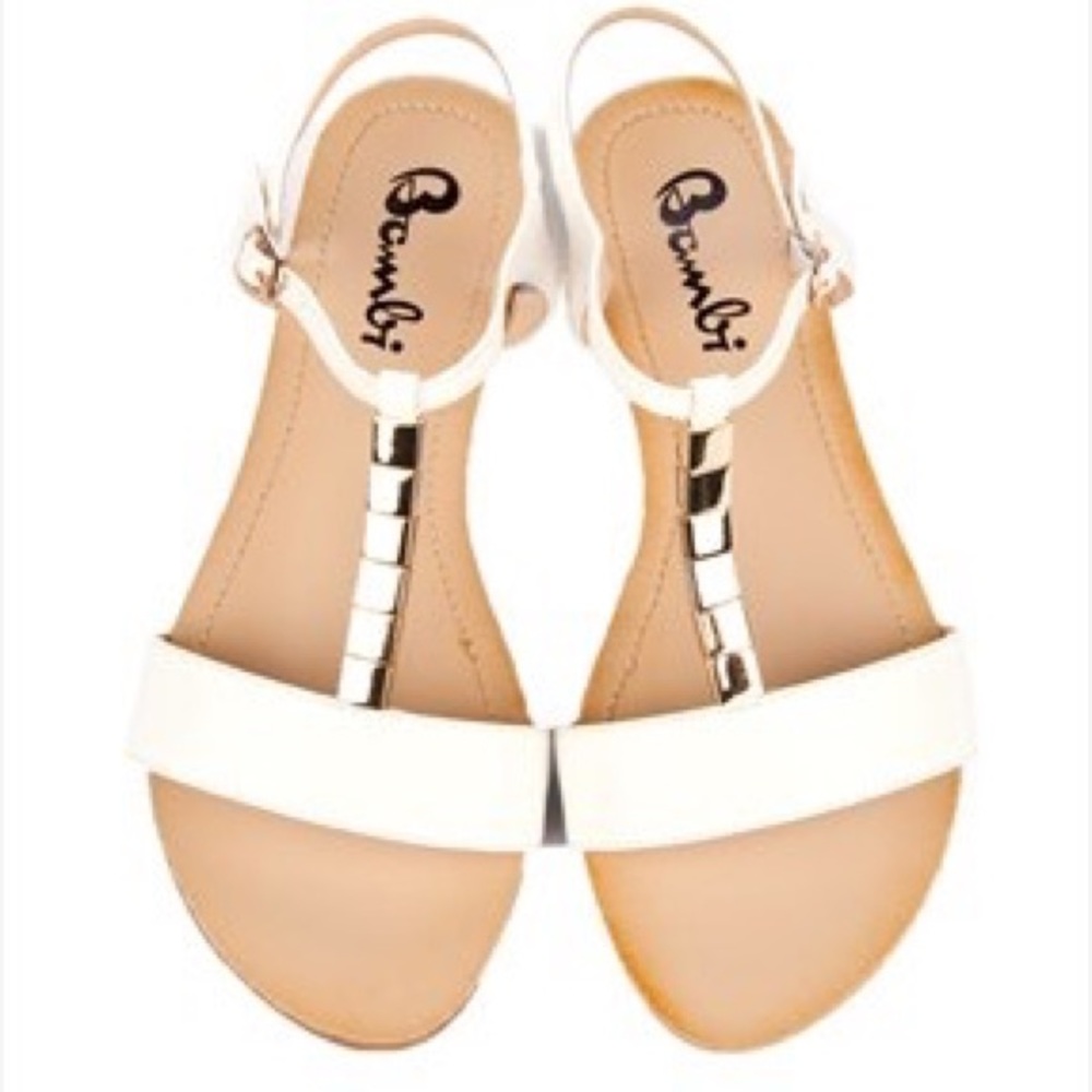 White Sandals with Gold Detail Size 8